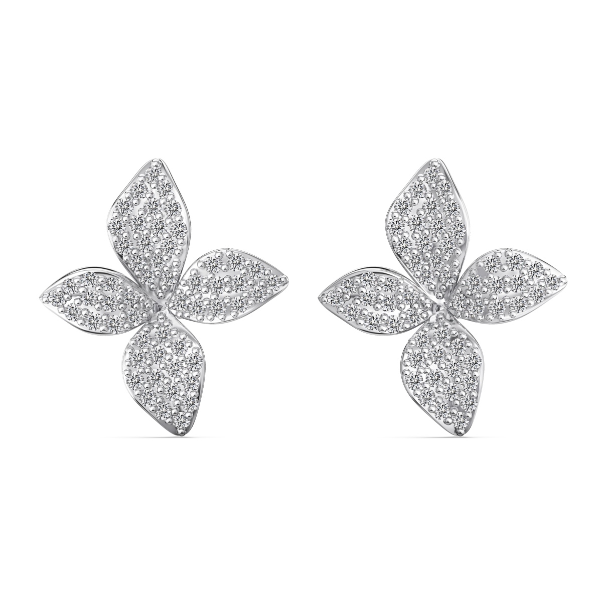 Lily Floral Sterling Silver Stud Earrings