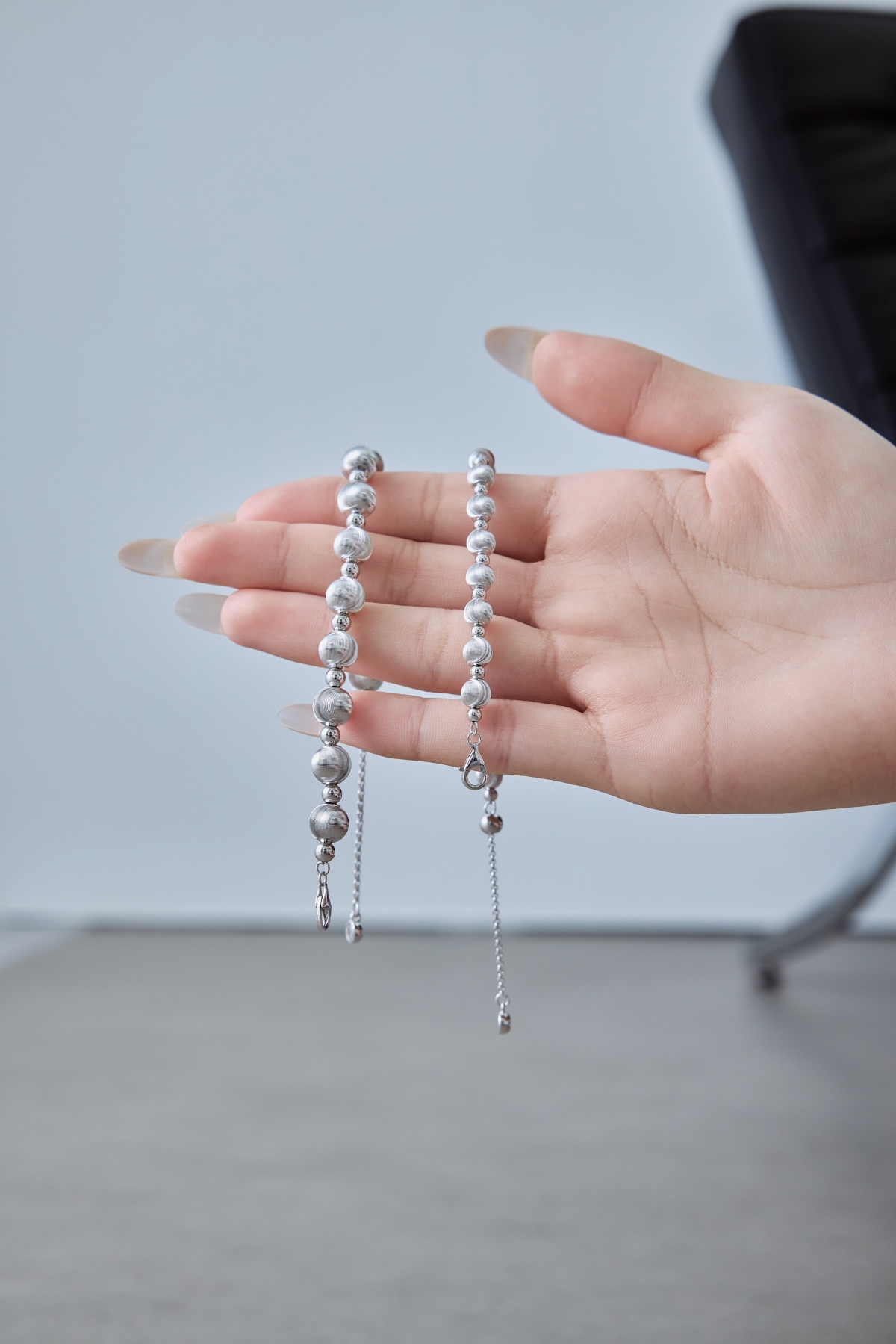 Elegant Silver Beaded Bracelet