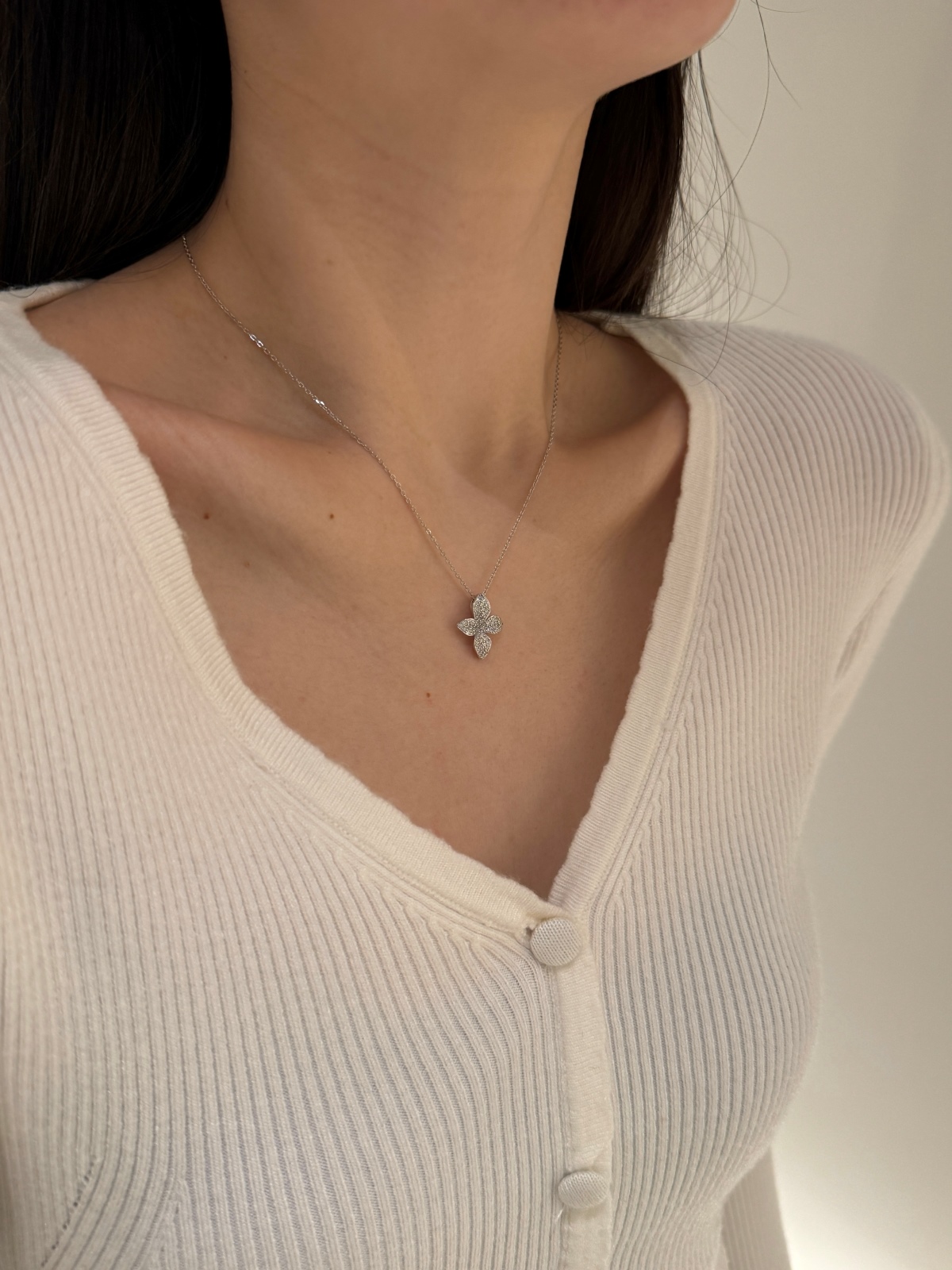 Lily Floral Sterling Silver Necklace 