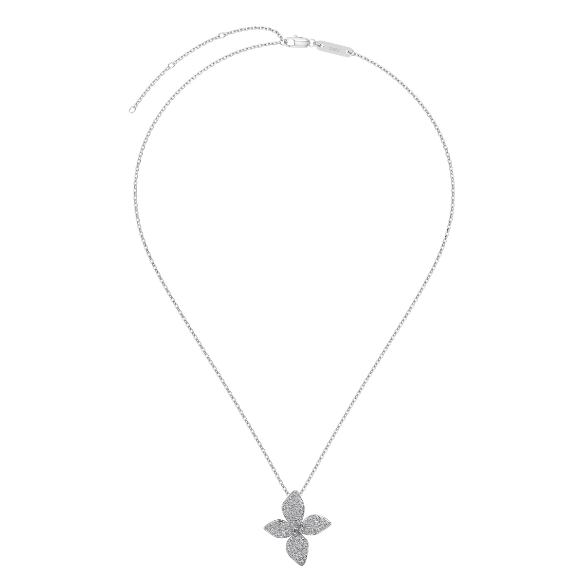 Lily Floral Sterling Silver Necklace 
