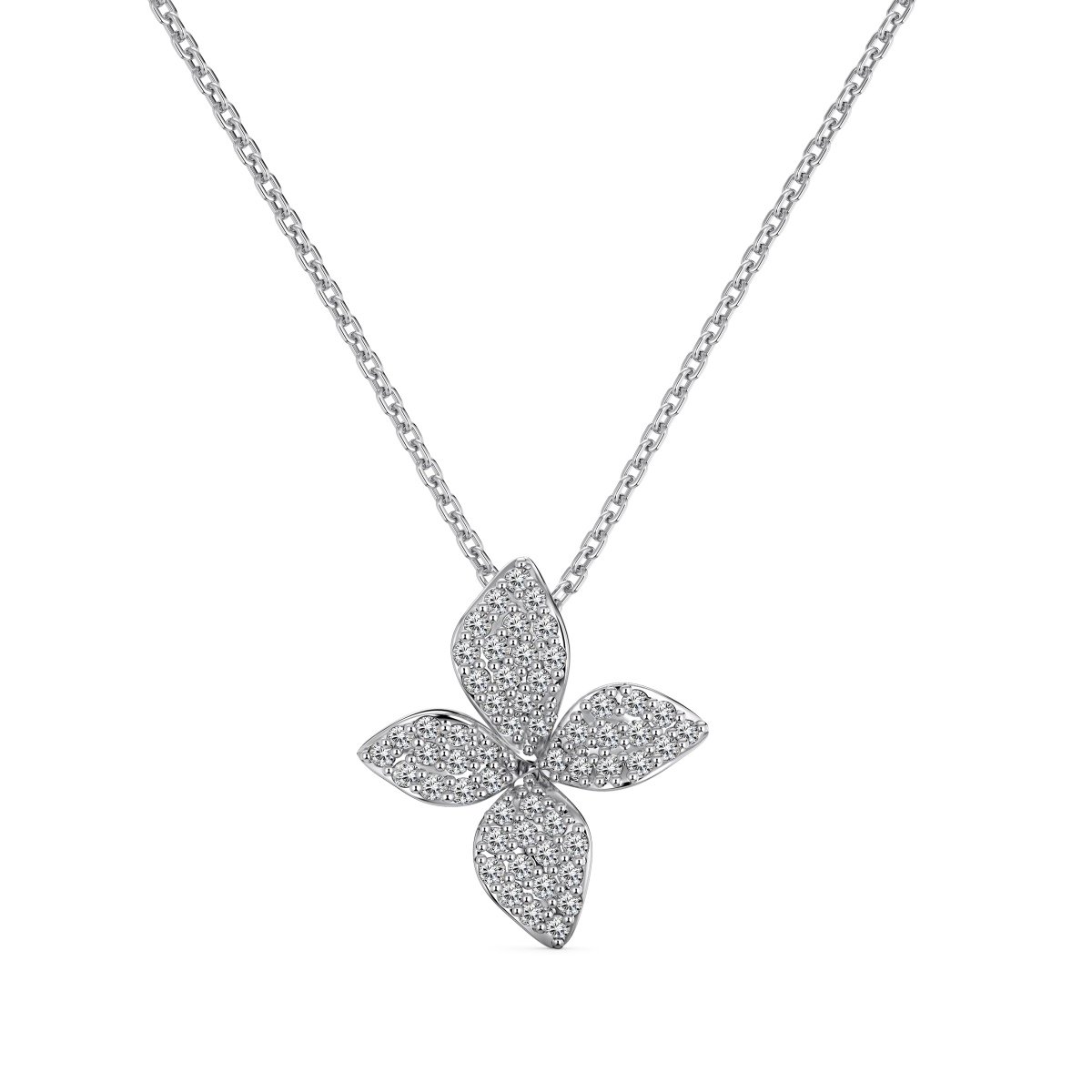 Lily Floral Sterling Silver Necklace 