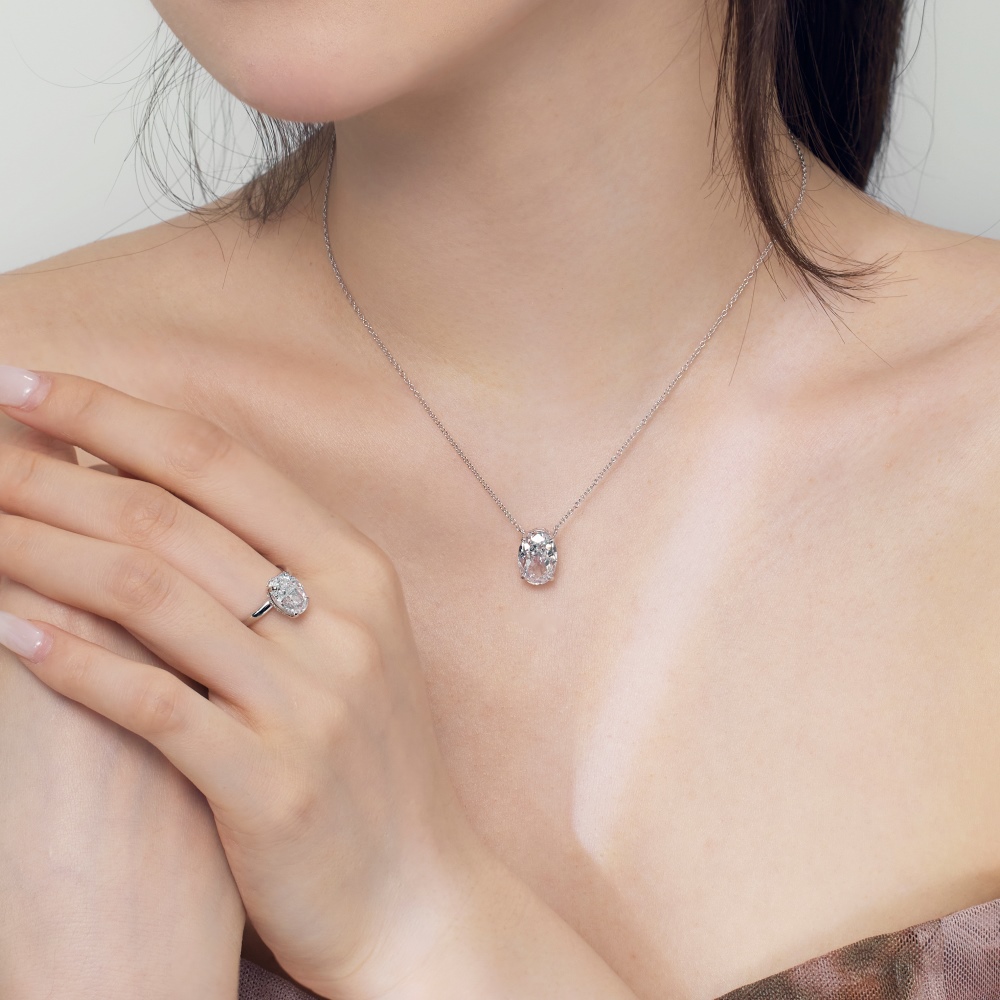 Jane  4ct Diamond-Like Sterling Silver Necklace