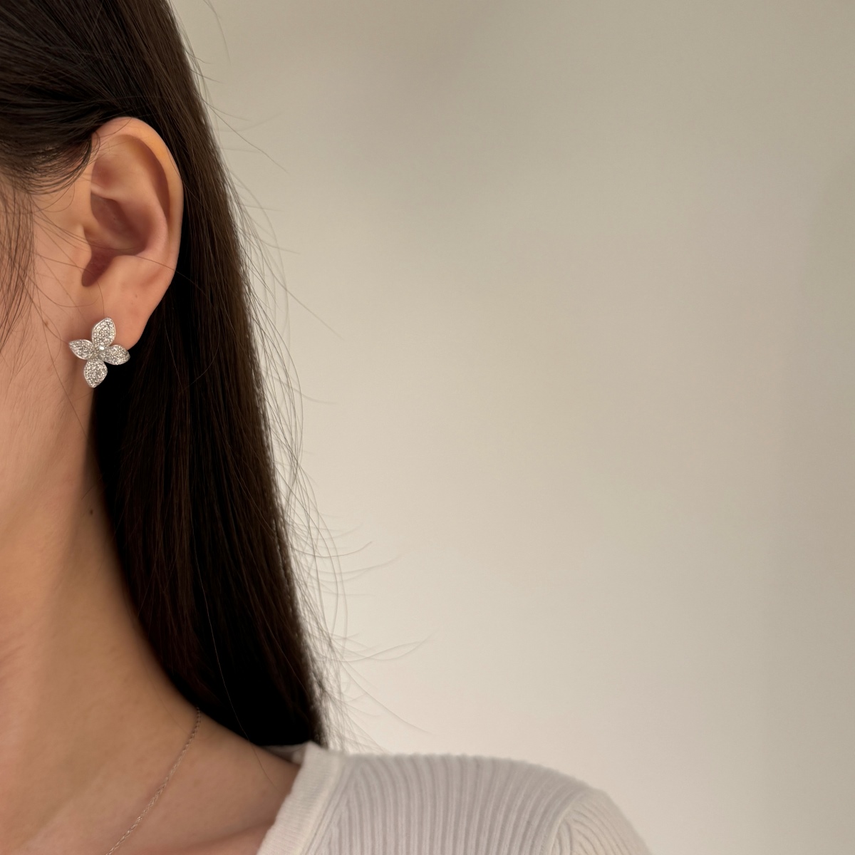 Lily Floral Sterling Silver Stud Earrings