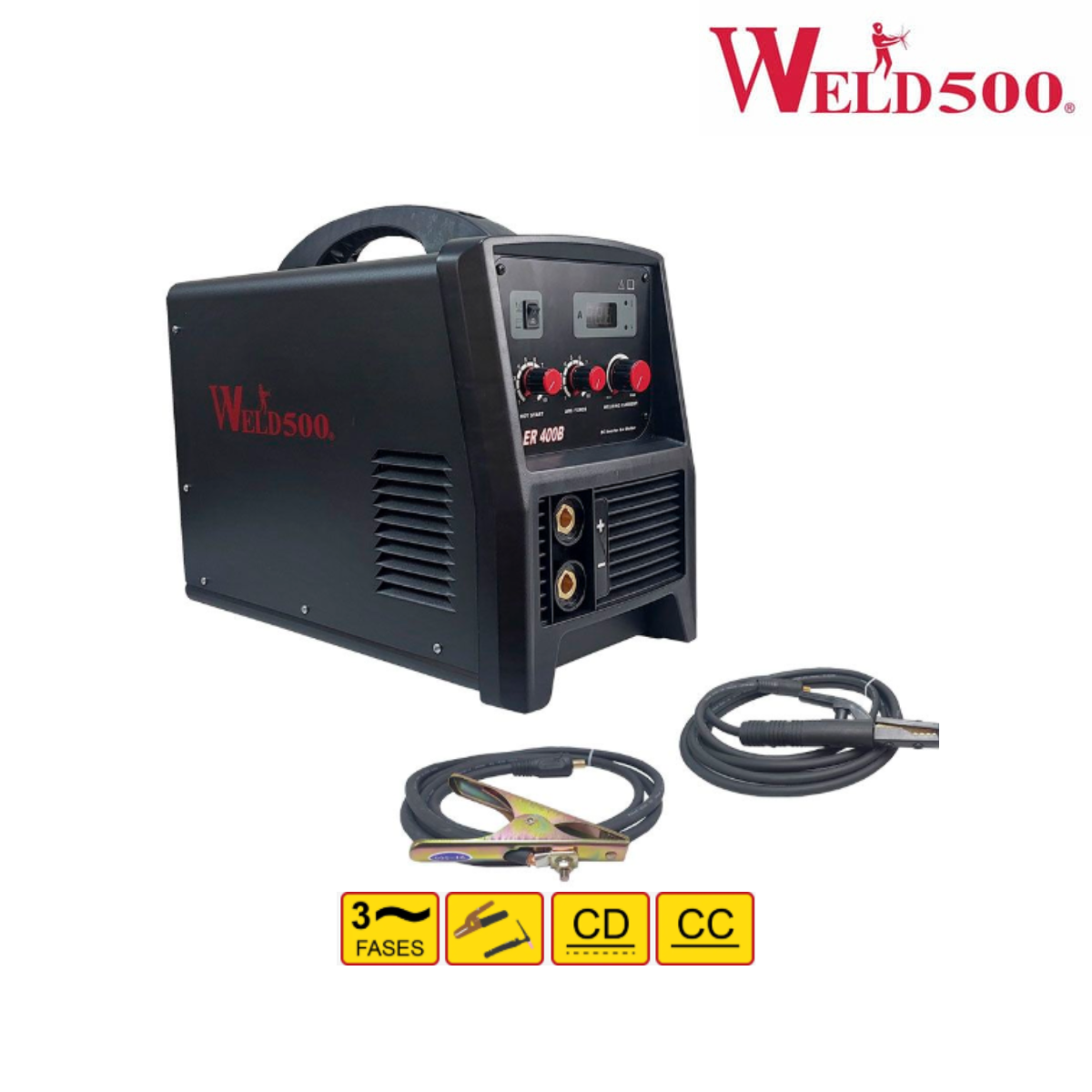 Máquina para soldar tipo Inversor – Para electrodo revestido (SMAW) y Tig (GTAW) con encendido «Easy Tig» – ER400B