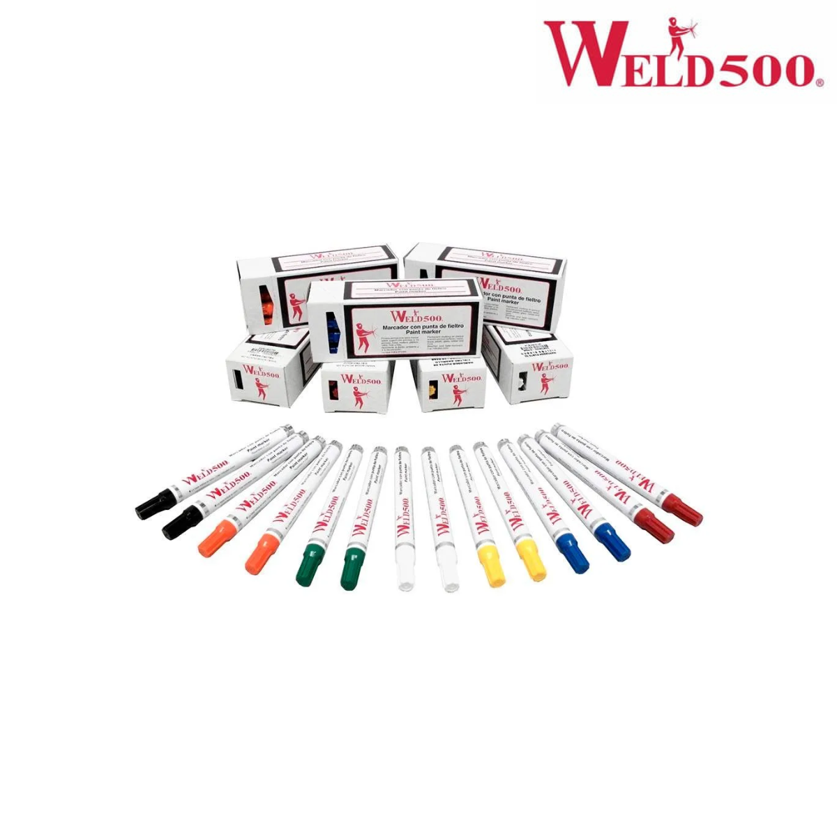 Marcadores con punta de fieltro y tapa con clip- Weld500
