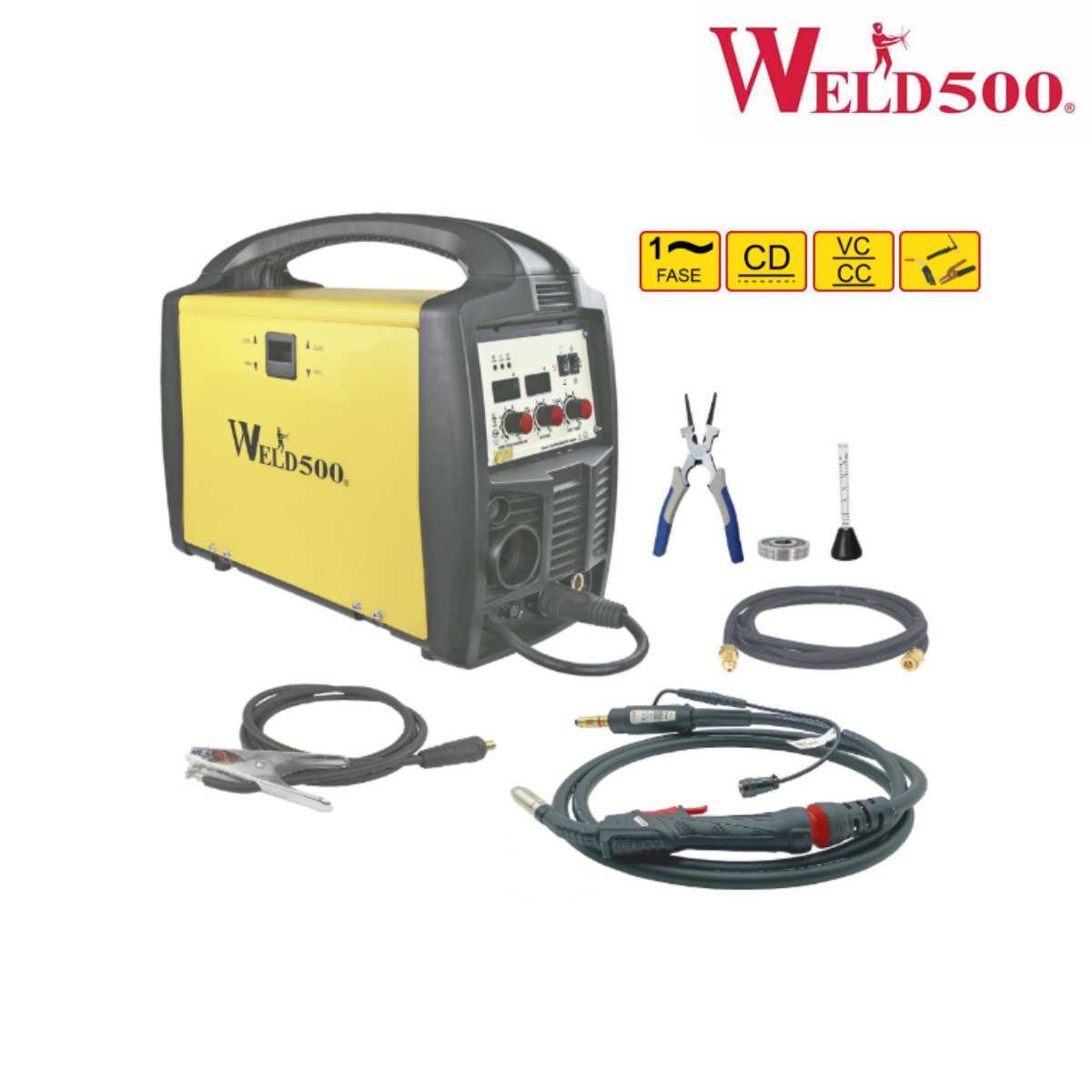 Máquina para soldar tipo Inversor – Para Mig (GMAW y FCAW), electrodo revestido (SMAW) y Tig (GTAW) – M160