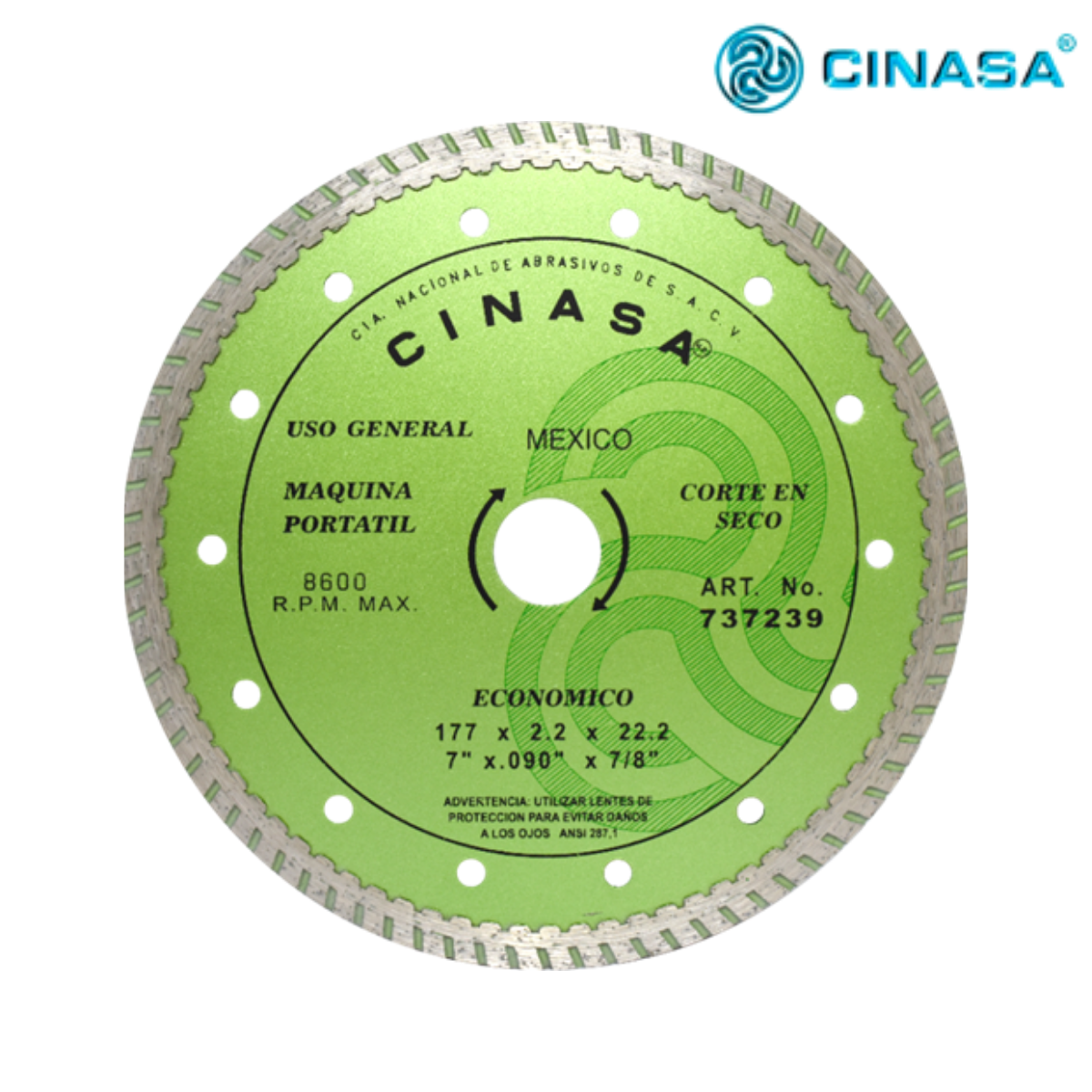 Disco de Diamante Tipo Turbo para Corte General – Clave 737239