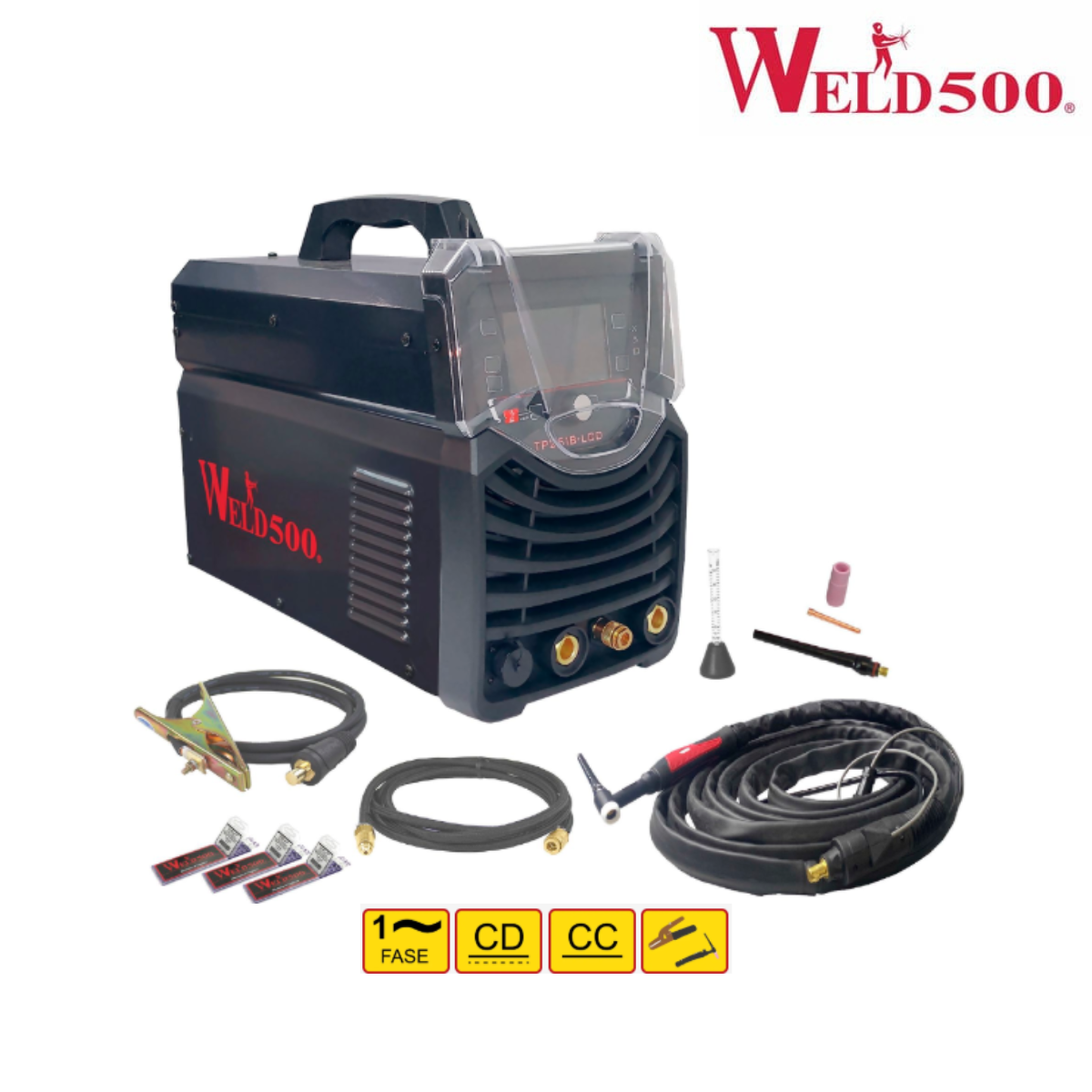 Máquina para soldar tipo Inversor – Para Tig (GTAW) DC, DC pulsado y electrodo revestido (SMAW) – Ahora con pantalla LCD de 4.5″- TP251B-LCD