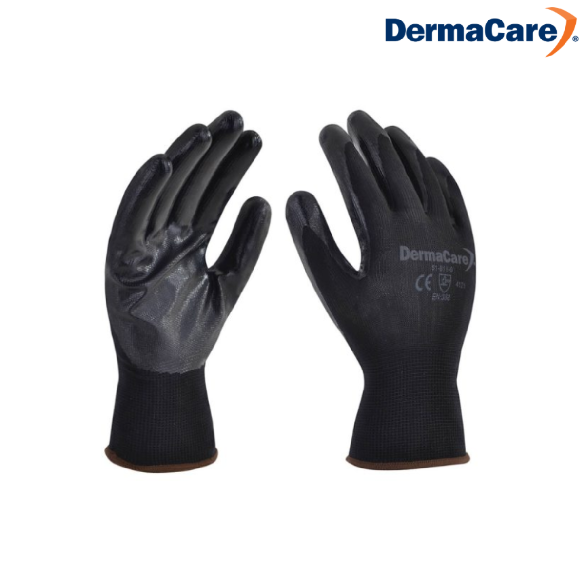 Guante de nylon negro con nitrilo en palma - Dermacare