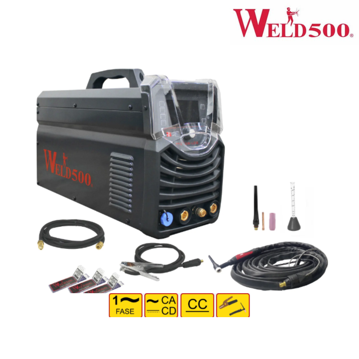 Máquina para soldar tipo Inversor Para Tig (GTAW) AC/DC pulsado y electrodo revestido (SMAW) AHORA CON PANTALLA LCD DE 4.5″- TT200B-LCD