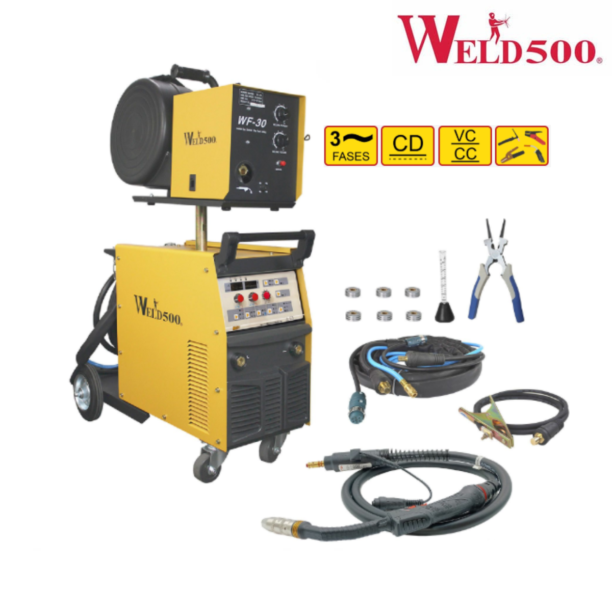 Máquina para soldar MIG tipo Inversor – Para MIG (GMAW y FCAW), electrodo revestido (SMAW) y Tig (GTAW) y arco aire (CAC-A)- M451