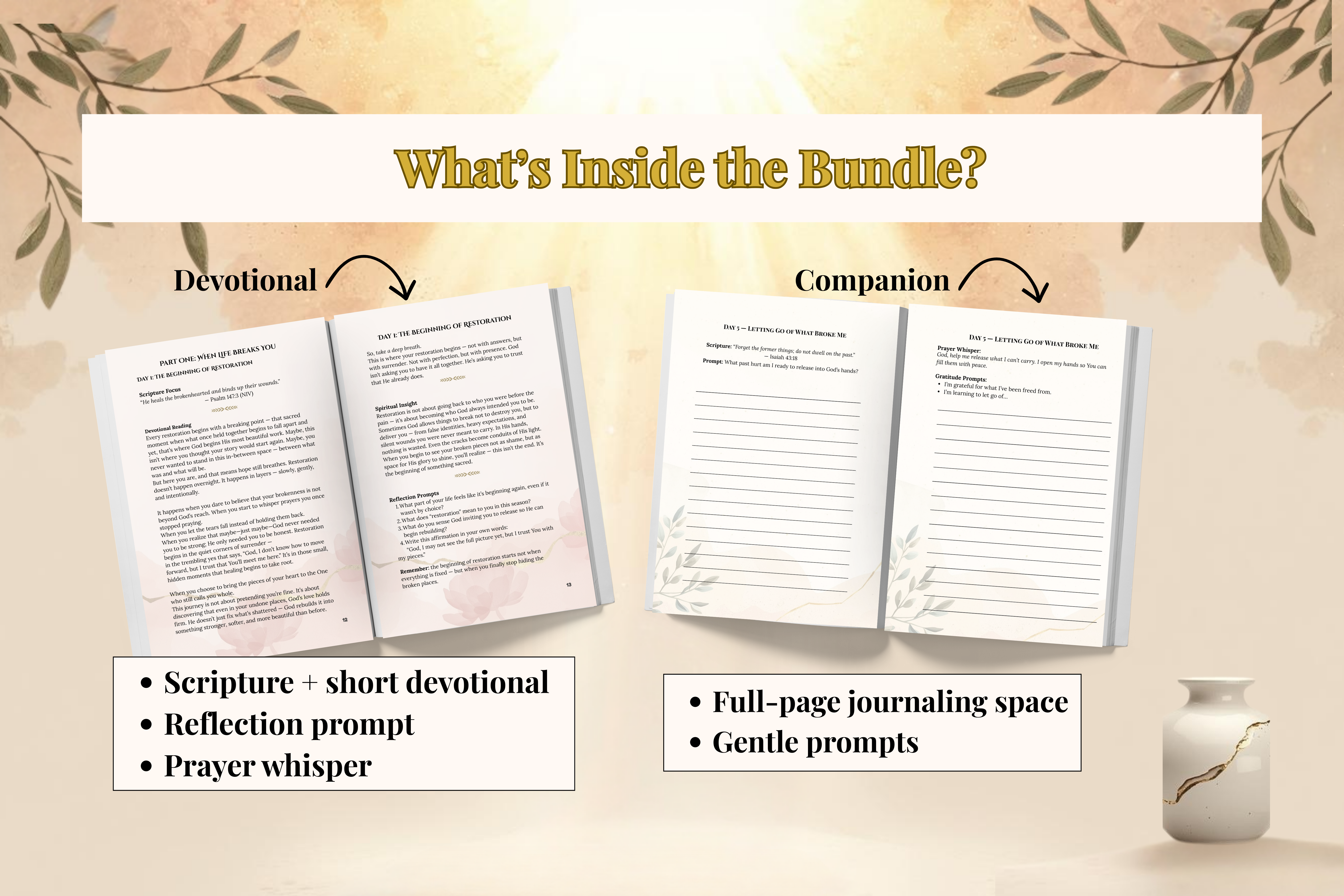Restored Healing Journal Bundle: 30-Day Devotional + Companion Journal for Christian Women