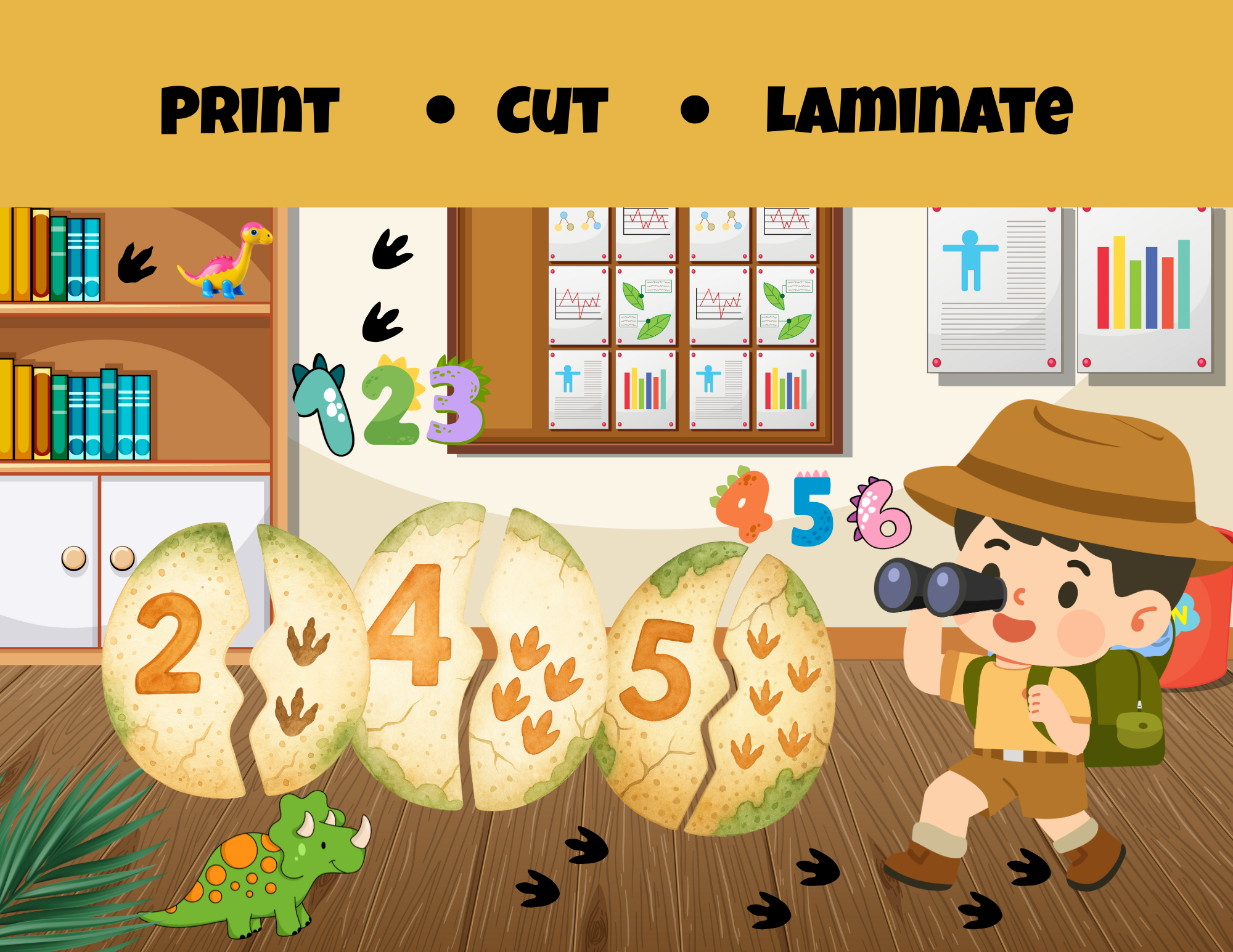 Dino Egg Number Puzzle Hunt (Numbers 1-20)