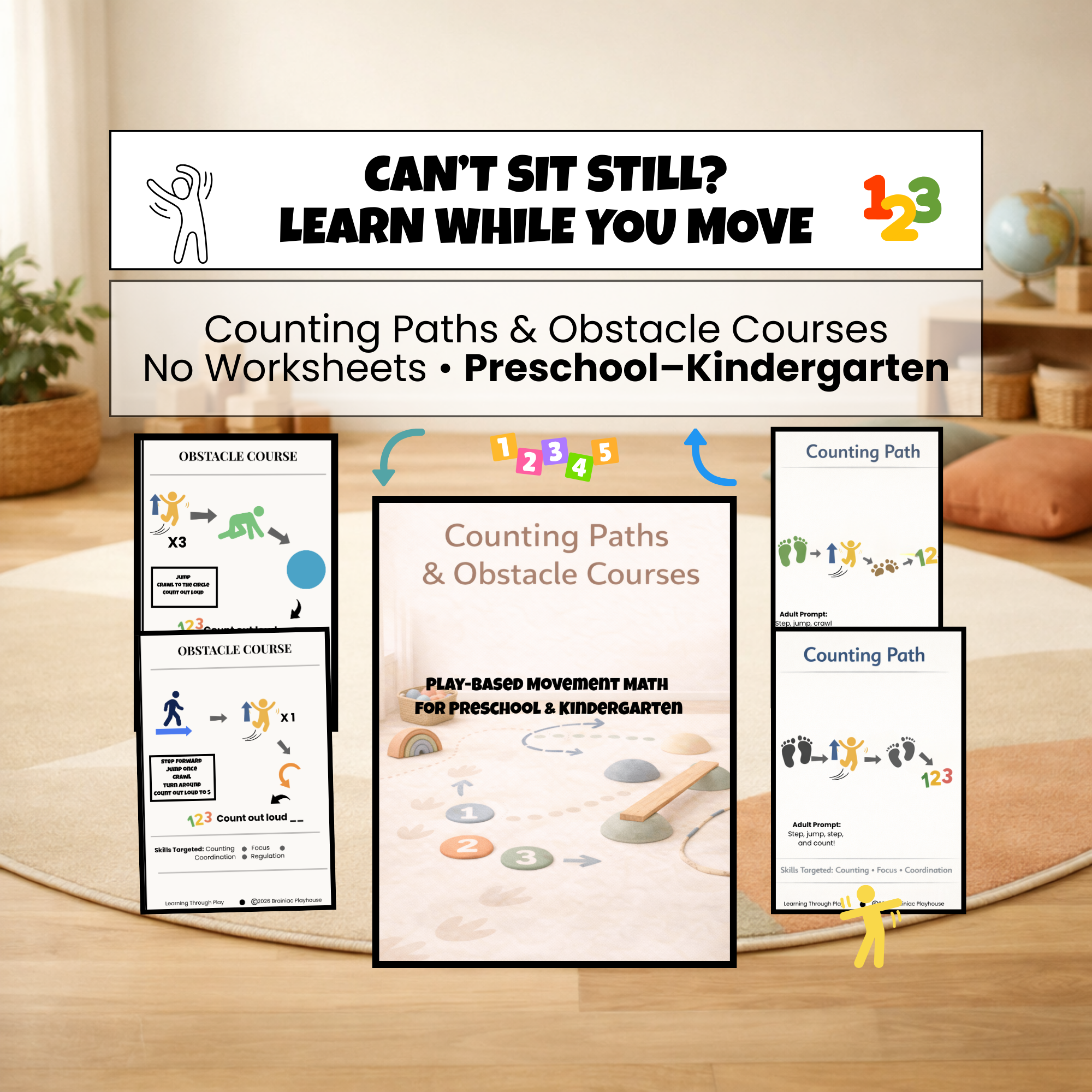 Counting Paths & Obstacle Courses | Movement Math for Preschool