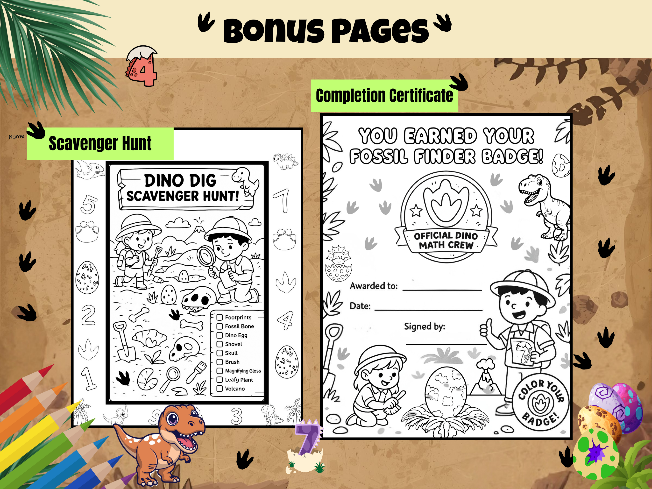 Dino Dig Math Adventure Mini Book Number 1 to 10