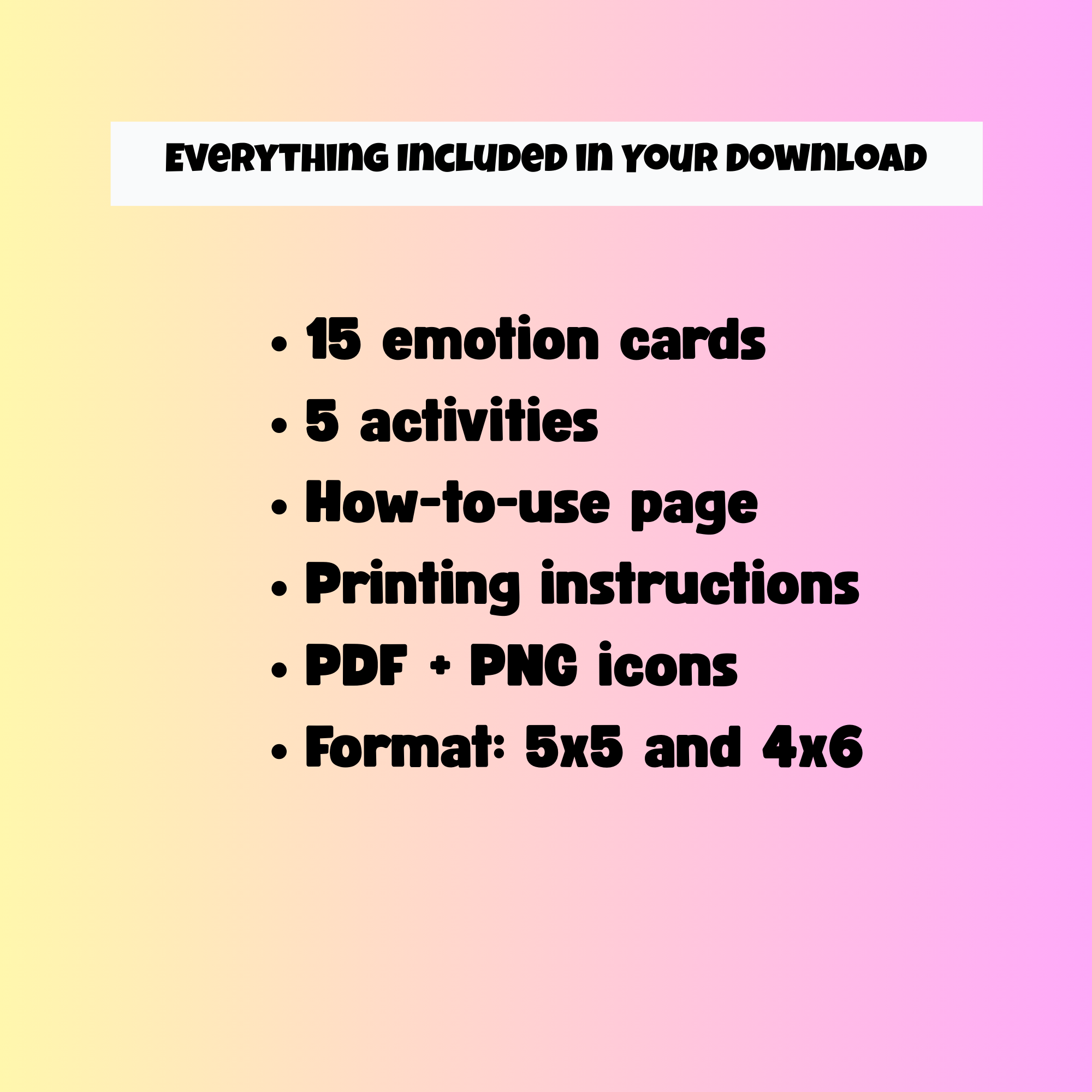 Joy SEL Emotion Cards – 14 Printable Feelings Flashcards for Kids (5x5 & 4x6)