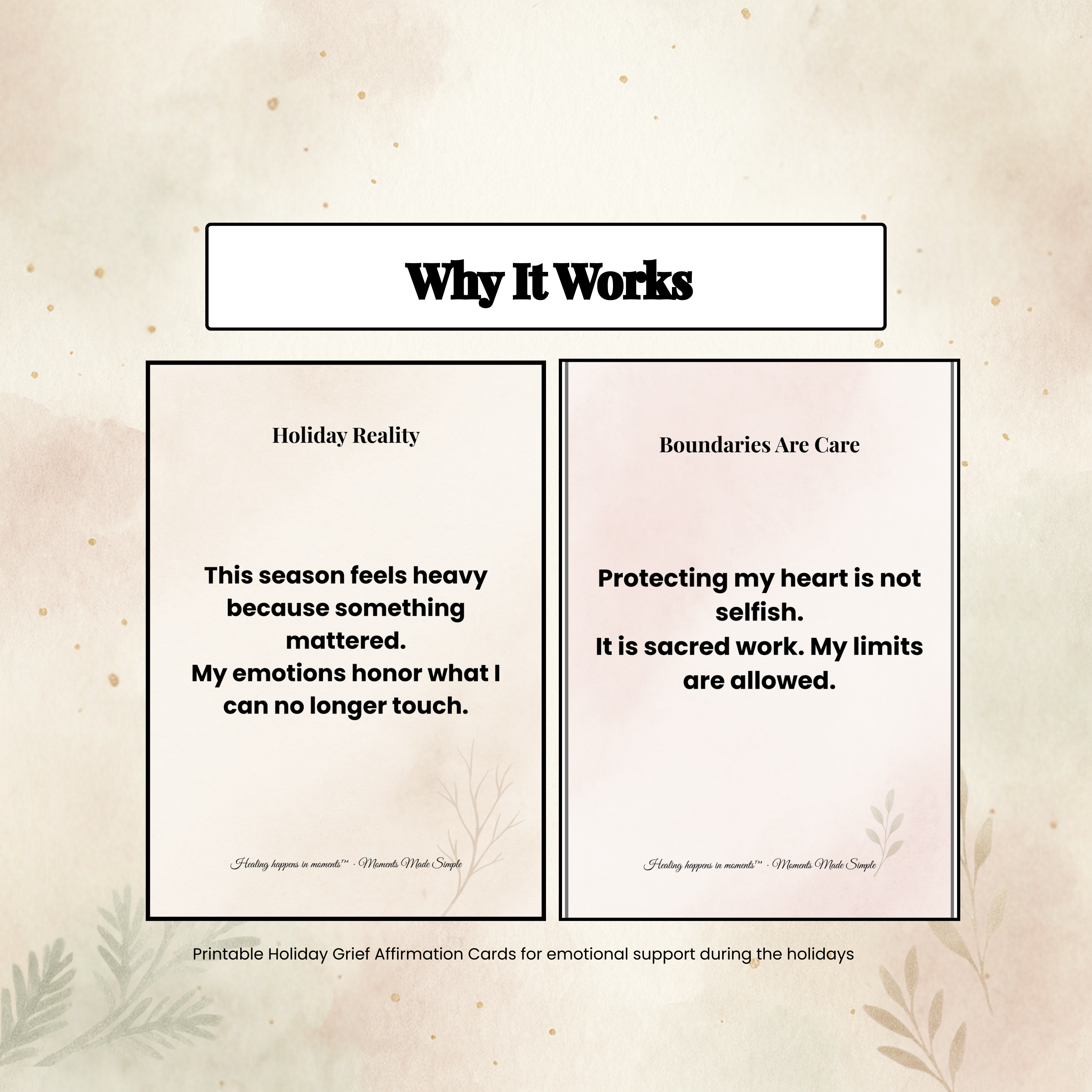 Holiday Grief Affirmation Cards | Printable Bereavement Support | Encouraging Words for Grieving Hearts