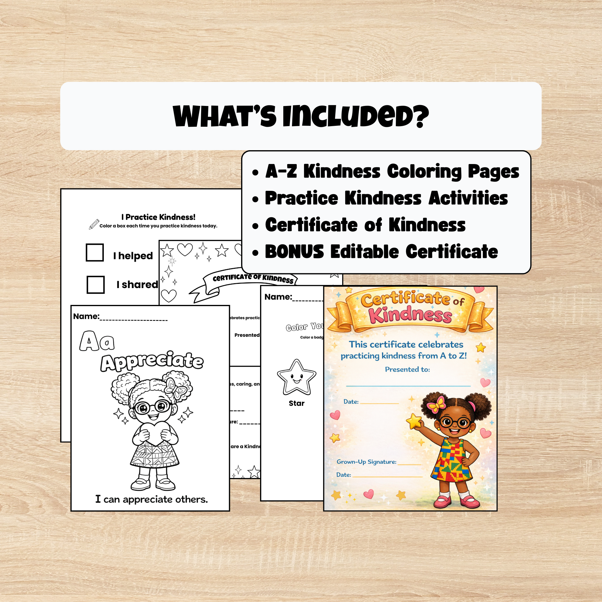 Joy’s Alphabet of Kindness Coloring Book + Reward Stickers Bundle (Ages 4–8)