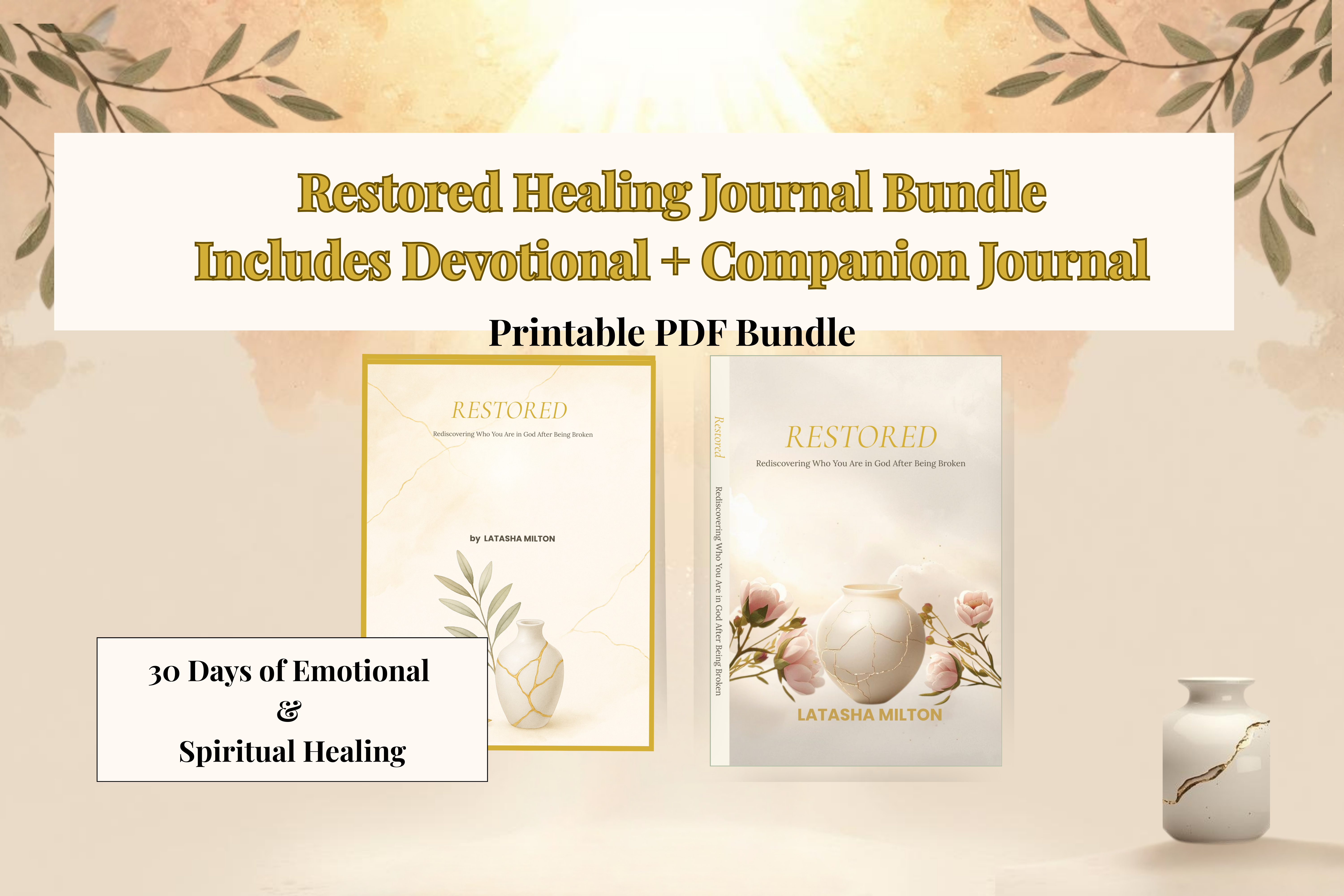Restored Healing Journal Bundle: 30-Day Devotional + Companion Journal for Christian Women