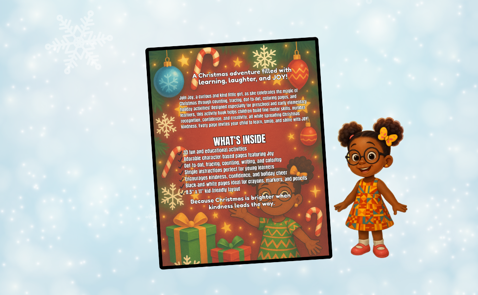 Joy's Christmas Kindness Activity Book (Digital PDF)-Black and White Interior Pages