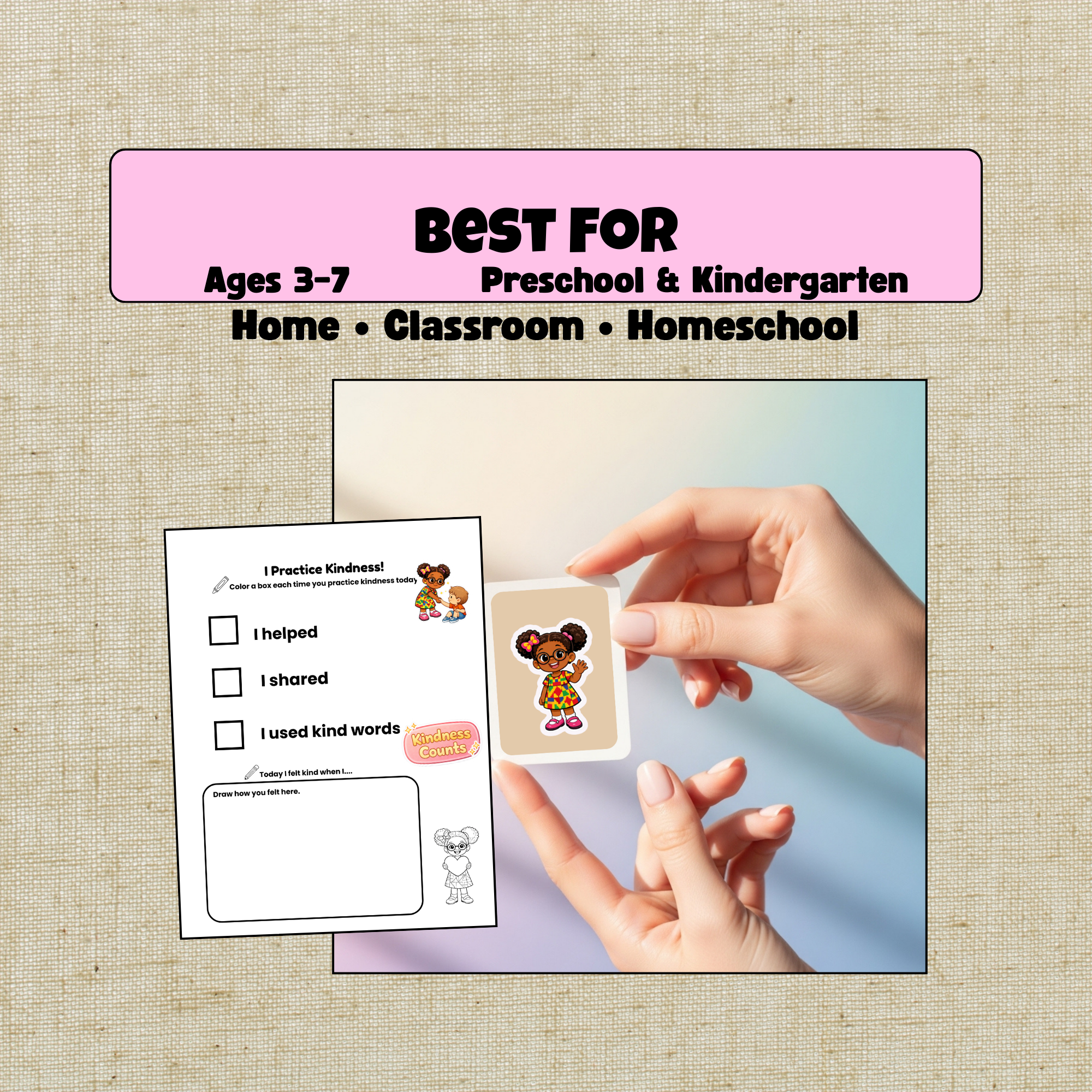 Joy’s Kindness Reward Stickers – Printable SEL Stickers for Kids (Ages 4–8)