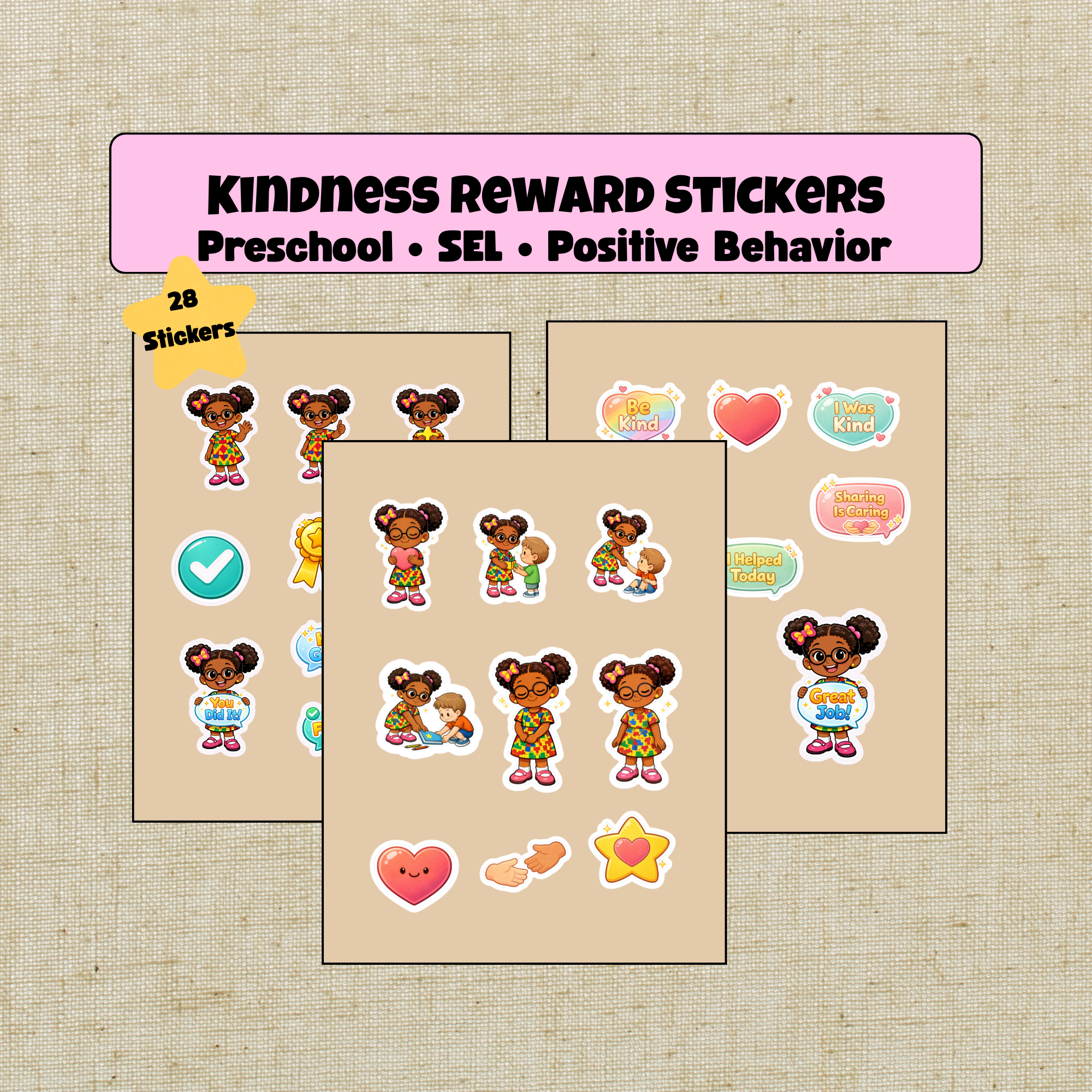 Joy’s Kindness Reward Stickers – Printable SEL Stickers for Kids (Ages 4–8)