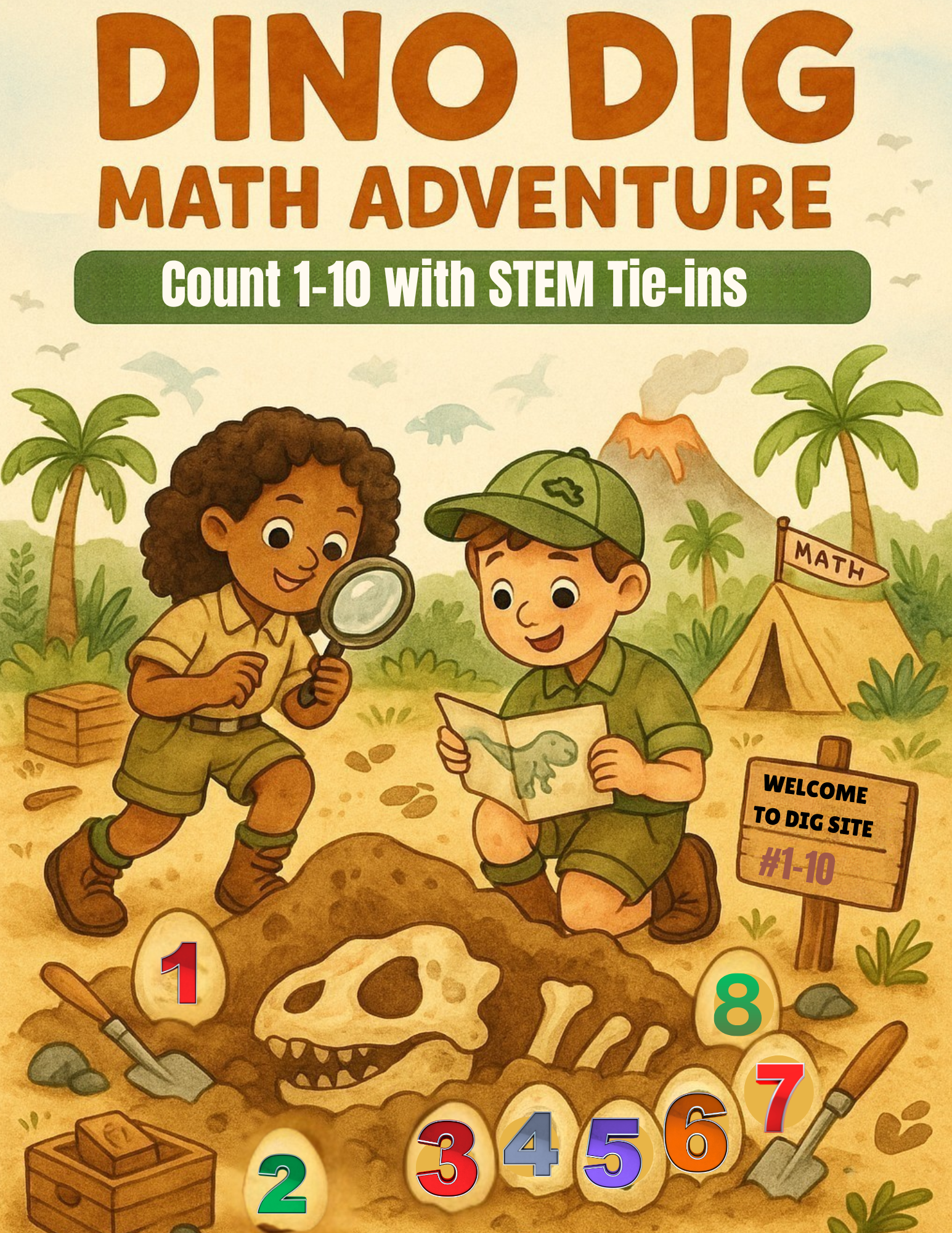 Dino Dig Math Adventure Mini Book Number 1 to 10