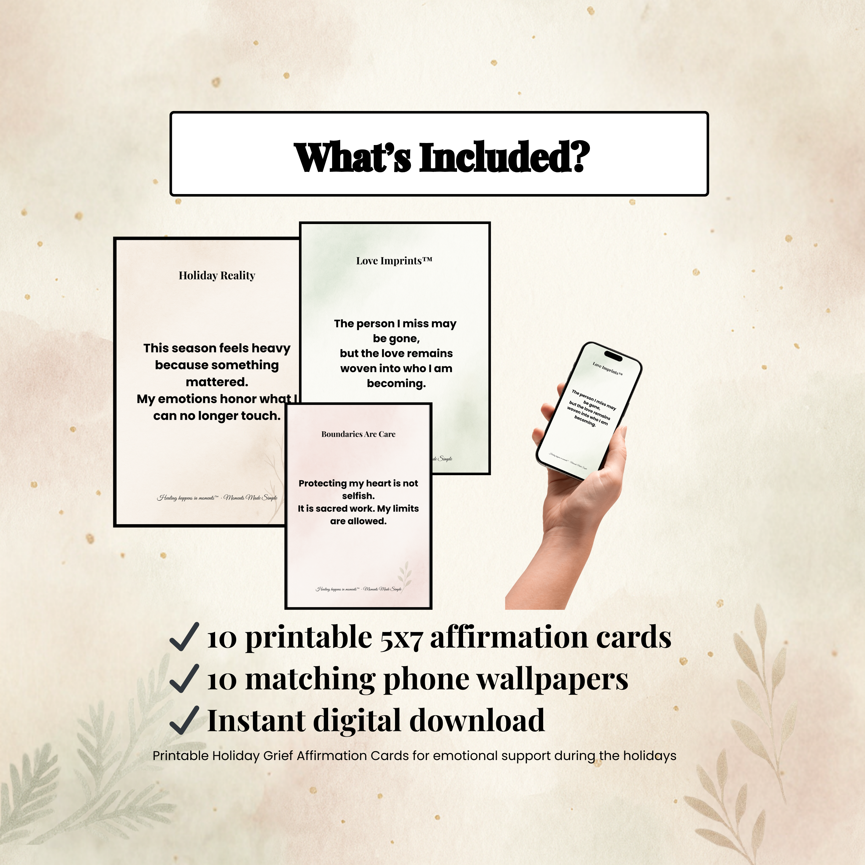 Holiday Grief Affirmation Cards | Printable Bereavement Support | Encouraging Words for Grieving Hearts