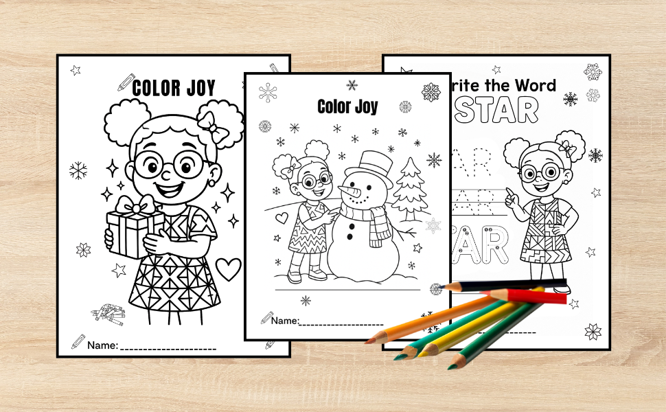 Joy's Christmas Kindness Activity Book (Digital PDF)-Black and White Interior Pages