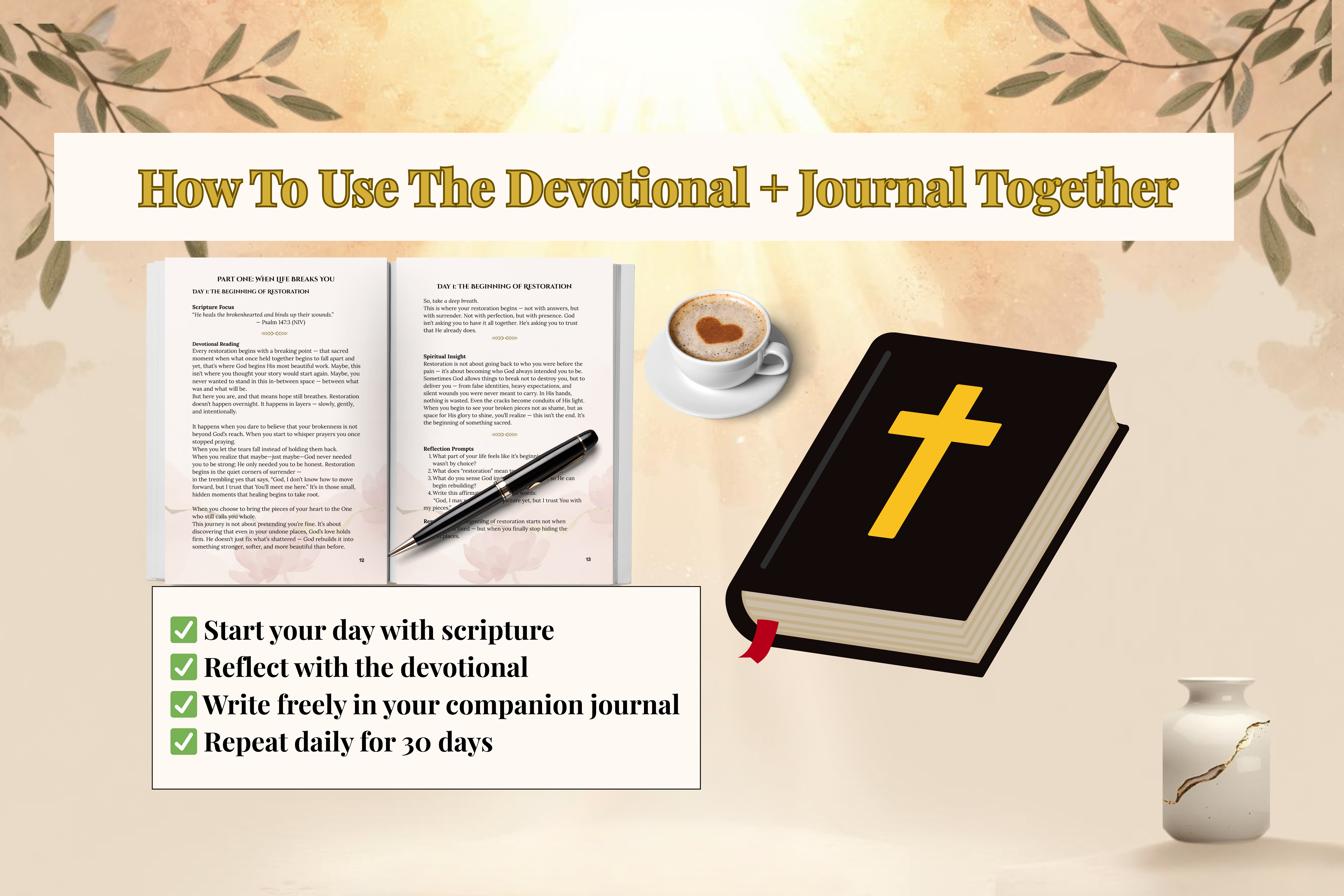 Restored Healing Journal Bundle: 30-Day Devotional + Companion Journal for Christian Women