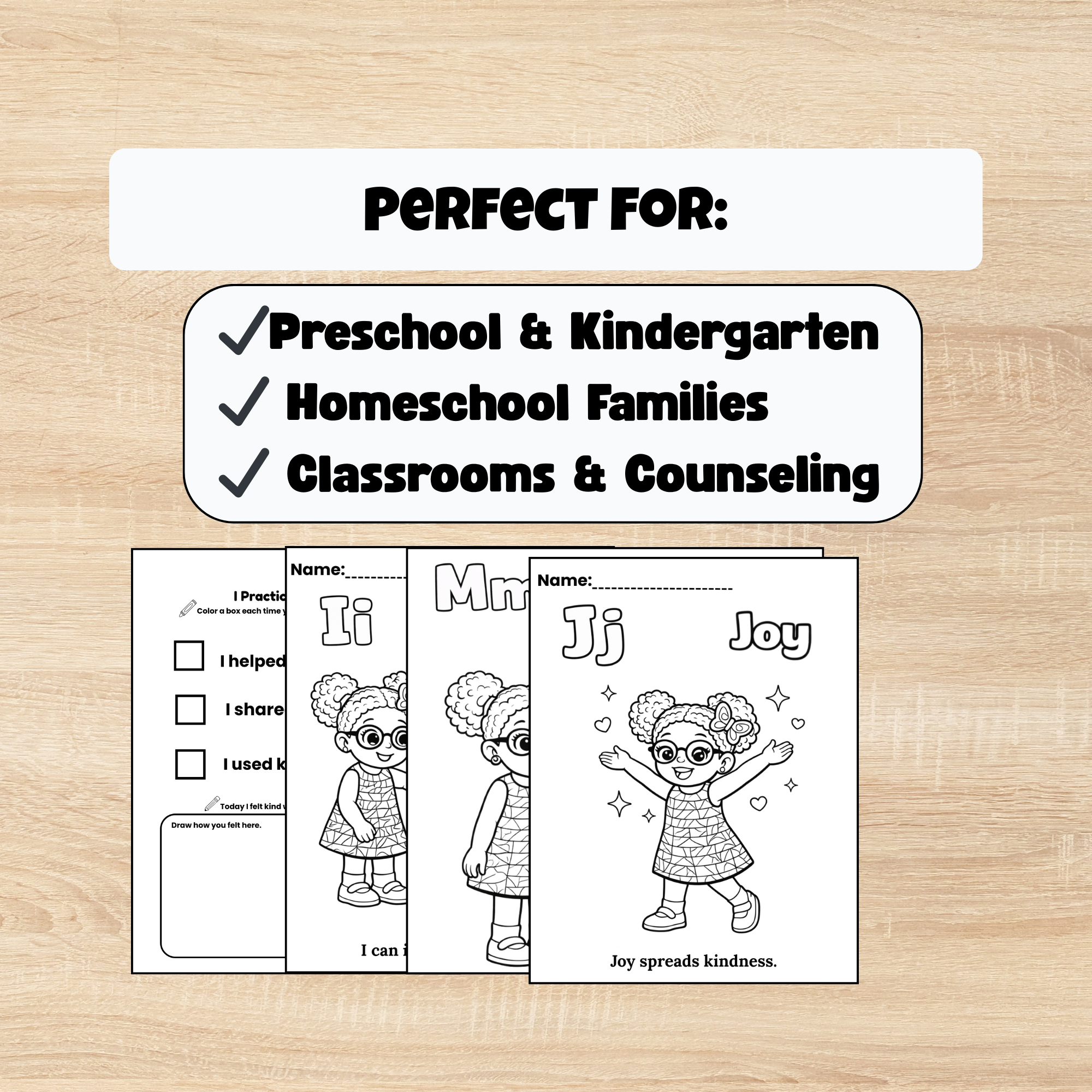 Joy’s Alphabet of Kindness Coloring Book + Reward Stickers Bundle (Ages 4–8)