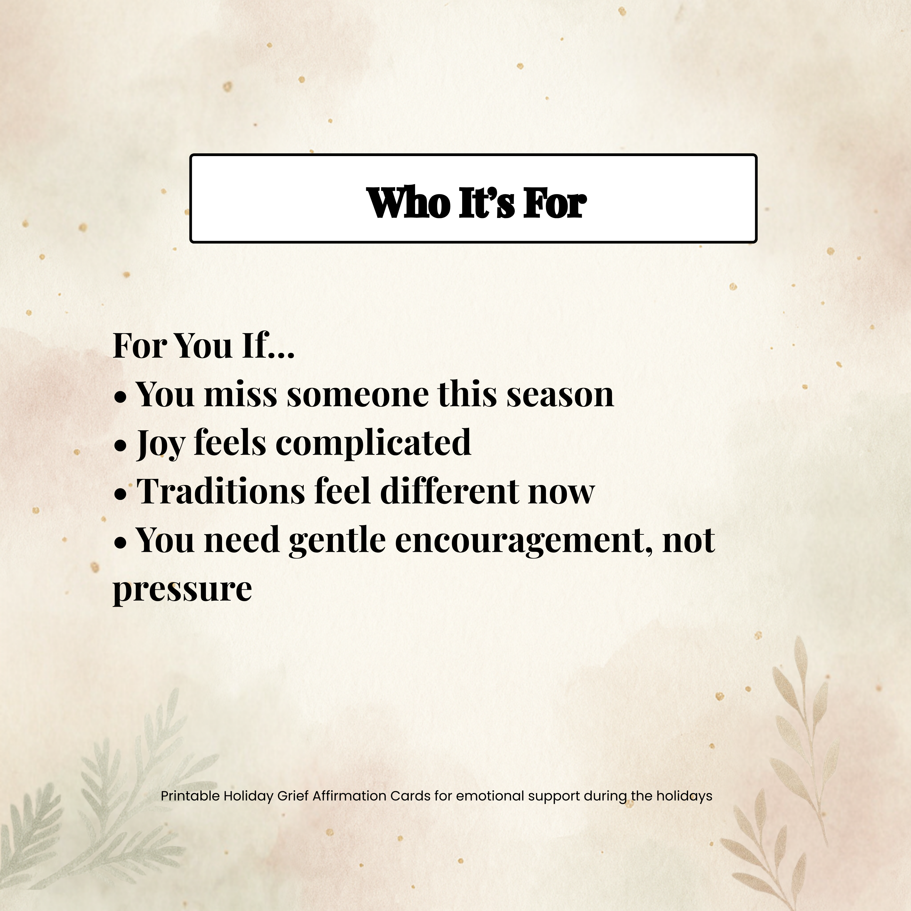 Holiday Grief Affirmation Cards | Printable Bereavement Support | Encouraging Words for Grieving Hearts