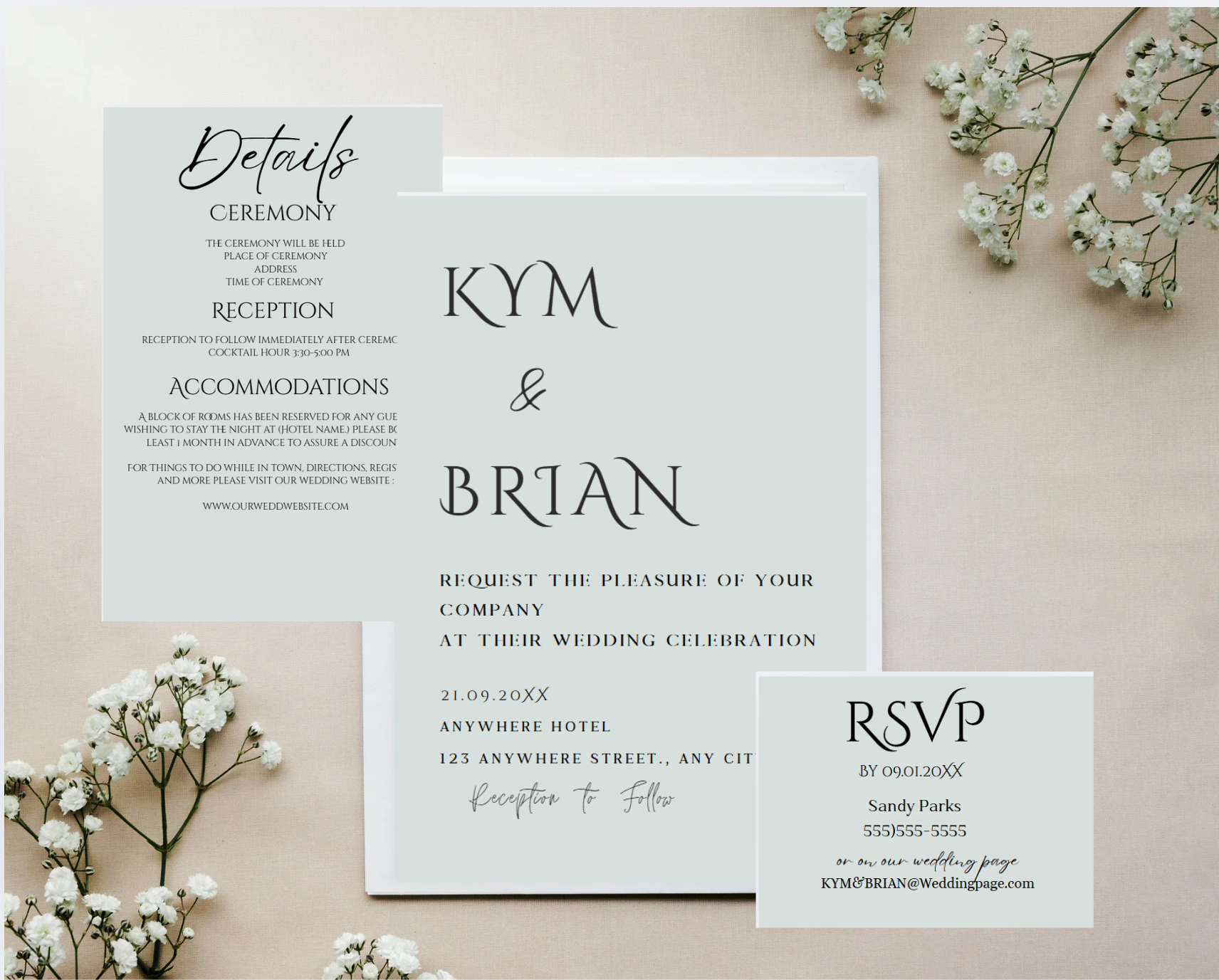 minimalist elegant customizable Wedding Invitation Suite