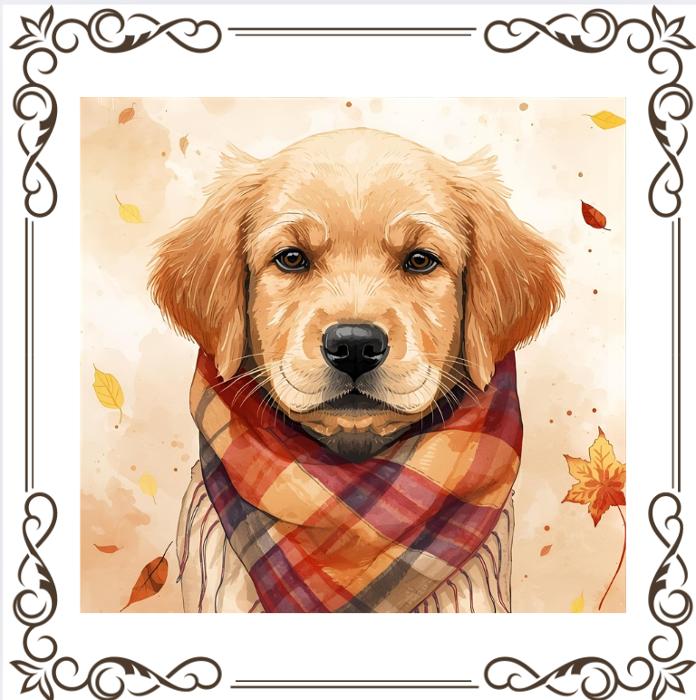 Autumn Puppy clip art PNGs