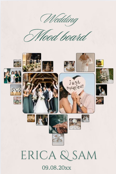 Elegant Wedding Mood Board Template ,Customizable Canva Collage for Bridal Inspiration & Planning