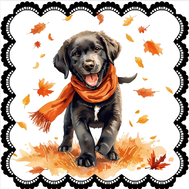 Autumn Puppy clip art PNGs