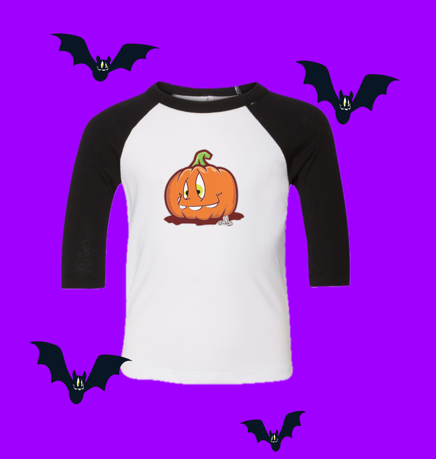 Toddler Cubby Pumpkin Glow 3/4 Sleeve Raglan Tee