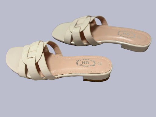 Beige Patent Leather Sandals