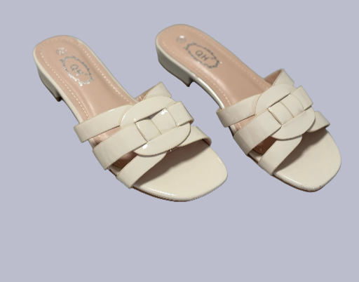 Beige Patent Leather Sandals