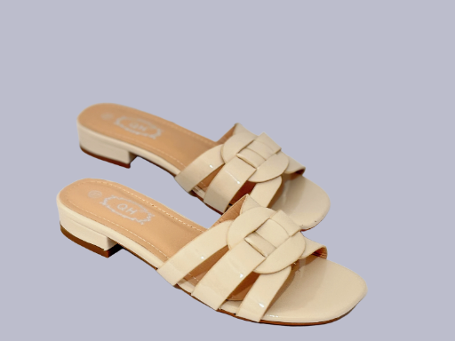 Beige Patent Leather Sandals