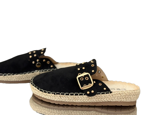 Black Suede Espadrille Mules