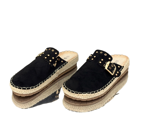 Black Suede Espadrille Mules