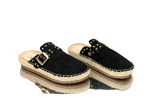 Black Suede Espadrille Mules