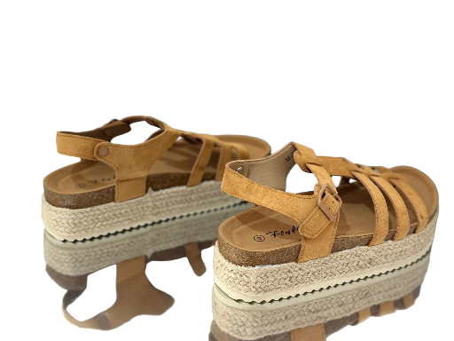 Tan Suede Platform Sandals