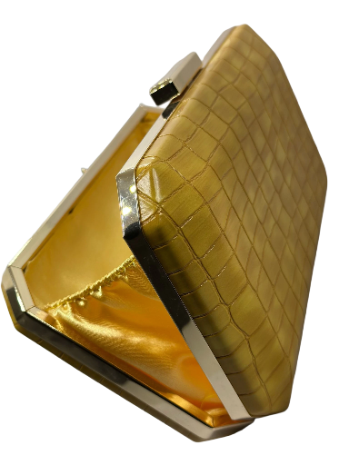 Yellow Croc-Pattern Clutch