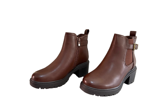 Botines de cuero marrón para mujer