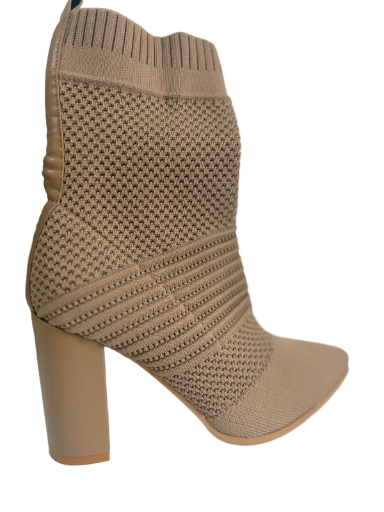 Botines de tacón tejido beige
