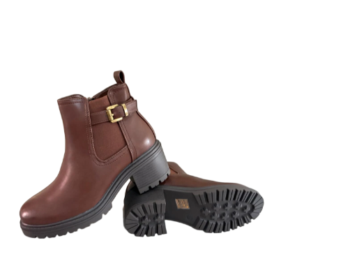 Botines de cuero marrón para mujer