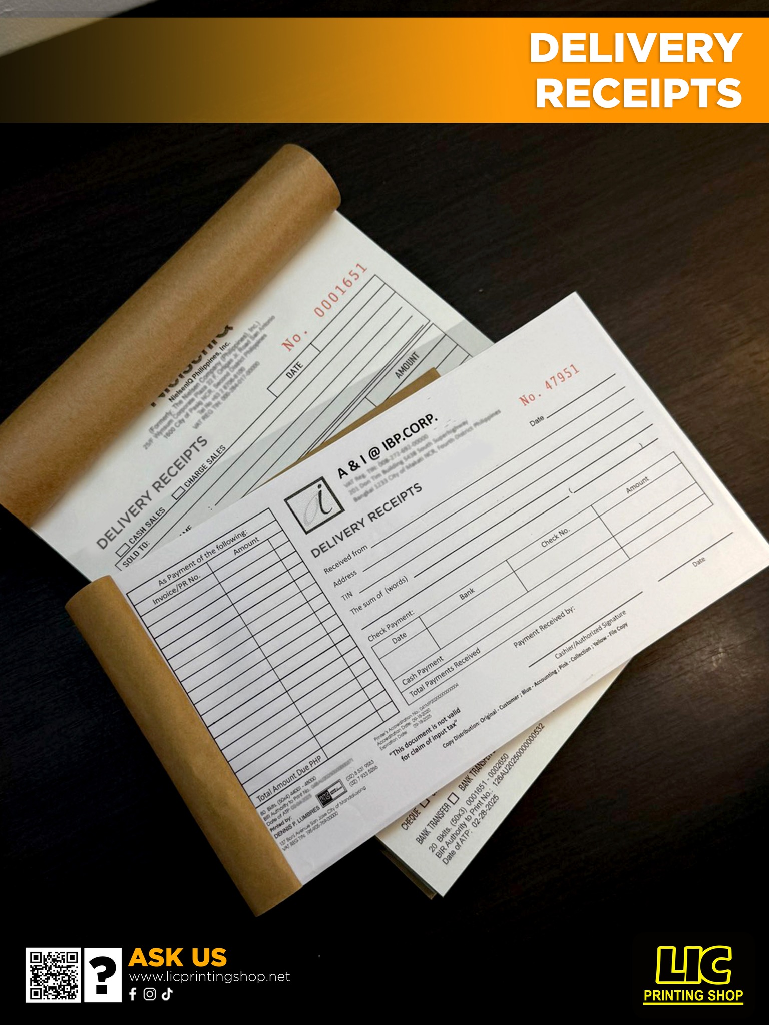 DELIVERY RECEIPTS
