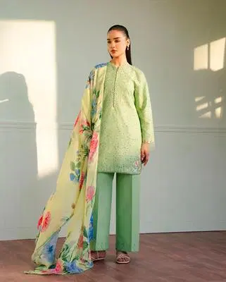 Light Green Embroidered Suit Set